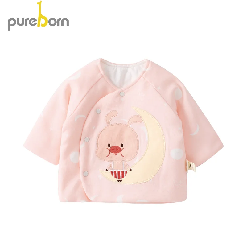 Pureborn/зимнее пальто для маленьких девочек; очаровательные толстые стеганые куртки с хлопковой подкладкой для маленьких мальчиков; детская зимняя одежда - Цвет: Pink