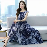 the new 2021 print dress leisure fashion lady foreign trade to cultivate ones morality show thin beach dress long skirt