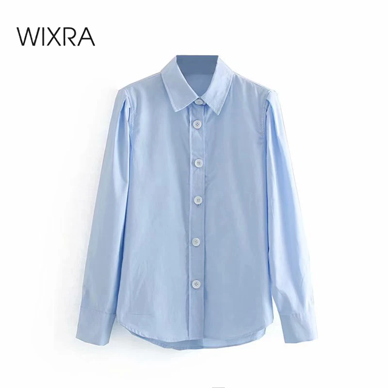 

Wixra женская элегантная блузка с отложным воротником и длинным рукавом, повседневные рубашки для девушек, топы для улицы, Одежда Blusas
