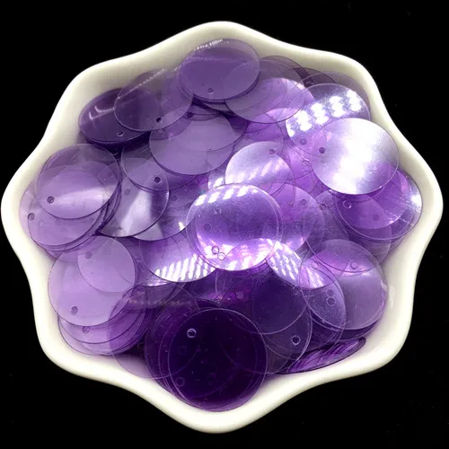 Transparent purple Матовые блестки 20 мм большие круглые свободные блестки Lentejuelas рукоделие Рукоделие Шитье ПВХ пайетки женские аксессуары для одежды 30 г - Цвет: Transparent purple