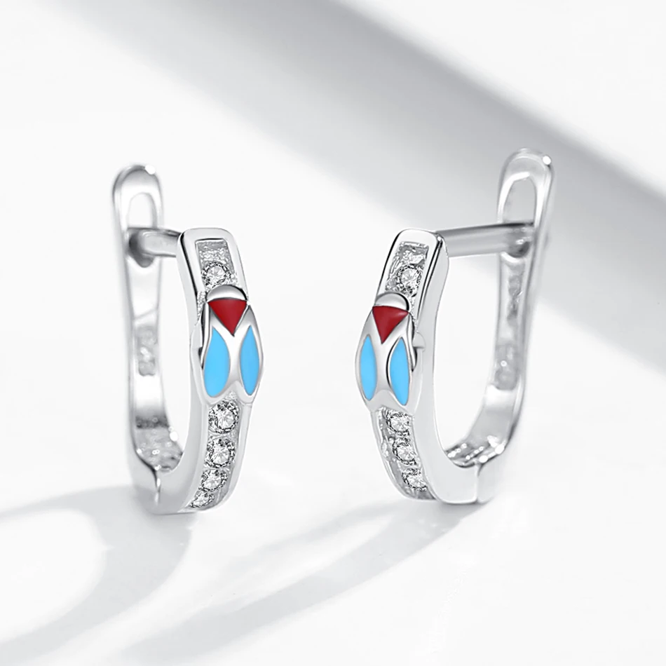 925 Sterling Silver Blue Enamel Zircon Cute Cicada Small Stud Earring For Baby Kids Girls Children Earrings Party Jewelry | Украшения и
