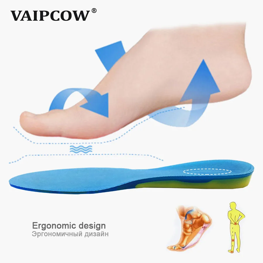 VAIPCOW Silicon Gel Insoles Foot Care for Plantar Fasciitis orthopedic Massaging Shoe Inserts Shock Absorption Shoe pad Unisex