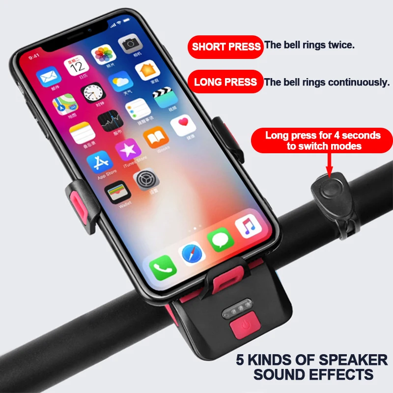 800lumen multifunction front led bike light usb rechargeable led bicycle light front lantern phone holder for bike accessories free global shipping