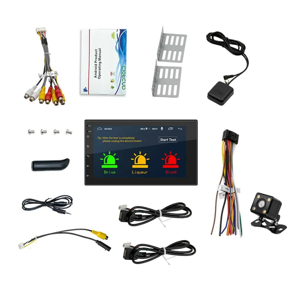 

Android 10.1 Car 2DIN Radio 16G 7inch HD Touch Button Car Bluetooth MP5 Player GPS Navigation Human Alcohol Test All-in-one