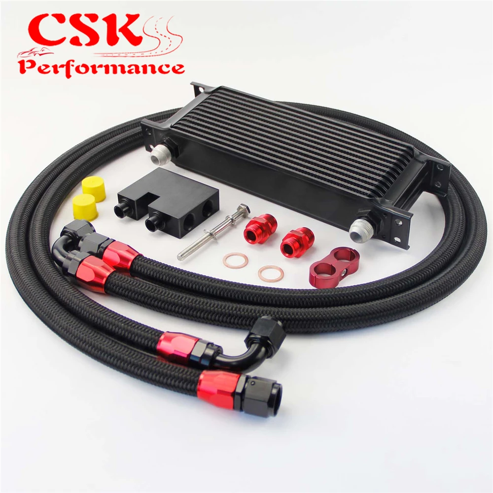 13 Ряд 248мм AN10 Британский комплект масляного охладителя подходит для двигателя BMW N54 Twin Turbo 135i E82 335i E90 E92 E93 Черный/Серебряный On