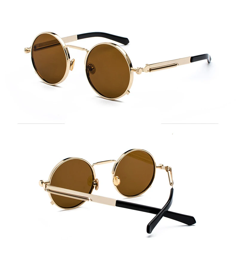 Oculos de sol feminino женские красные очки круглые стимпанк металлические пружины Поляризованные солнечные ретро-очки мужские uv400 Высокое качество