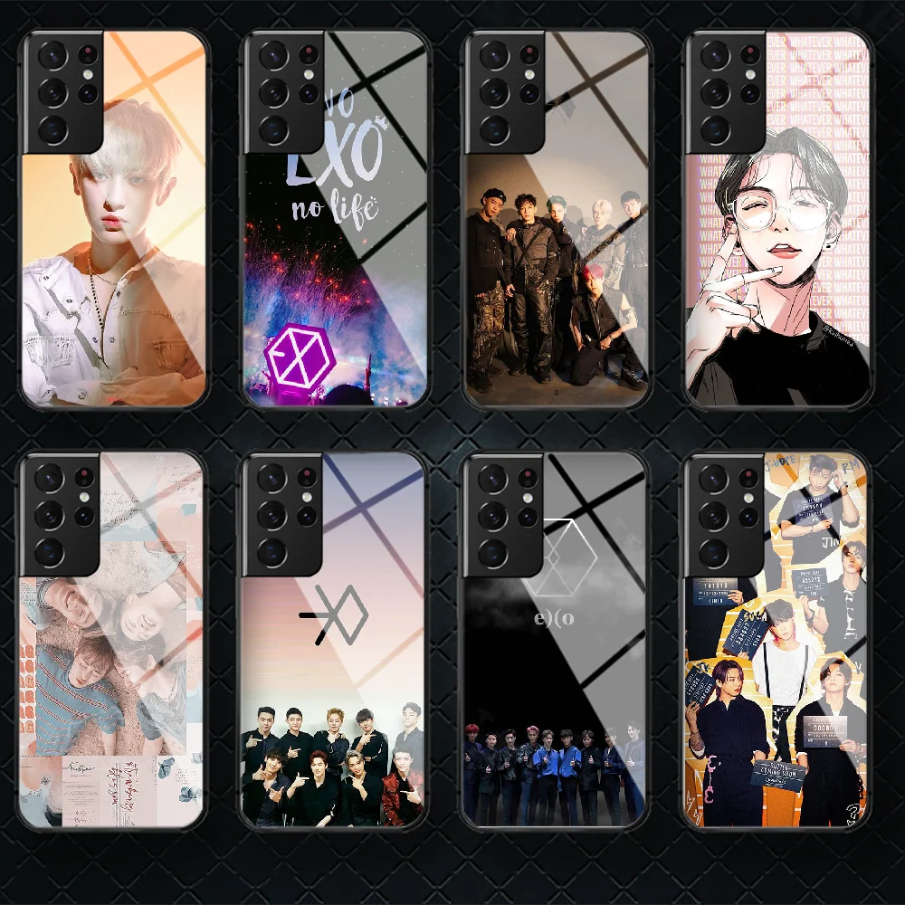 

KPOP EXO Tempered Glass Phone Case Cover For Samsung Galaxy Note S 8 9 10 20 21 E Plus Ultra M 31 51 FE Black Etui Waterproof