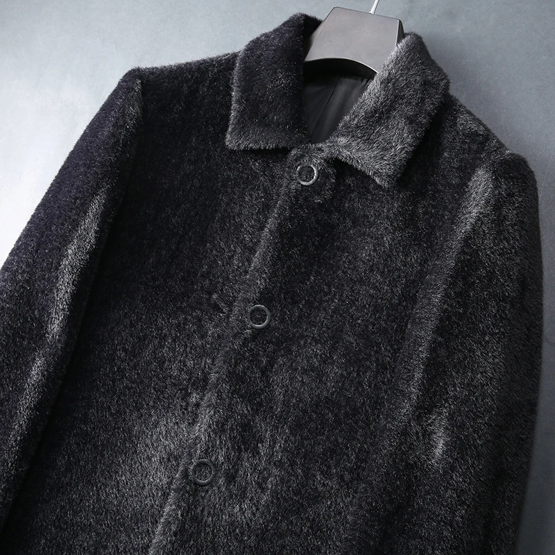 JSBD зимнее новое пальто из искусственного меха мужское длинное повседневное