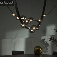modern creative villa chandelier living room lamp staircase hotel leather hanging lights new design glass decor led light