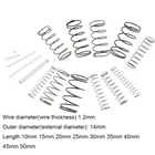 10 шт. 1,2*14*10-50 мм пружинная сталь маленький сжатие Механическая возвратная пружина давление пружина OD 14 мм x 14x10-50 мм
