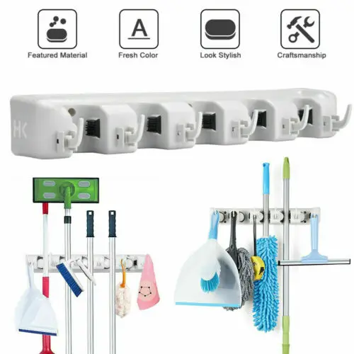 Настенный держатель для швабры 5 позиций 6 крючков|Подставки хранения и стеллажи|