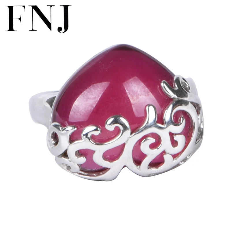 

FNJ Rose Corundum Heart Ring 925 Silver New Original S925 Sterling Silver Rings for Women Jewelry USA size 6-8