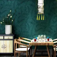 Nordic Style 3d Green Palm Leaves High-end Pvc Embossed Matte Hotel Restaurant Beauty Salon Living Room Bedroom Wallpaper