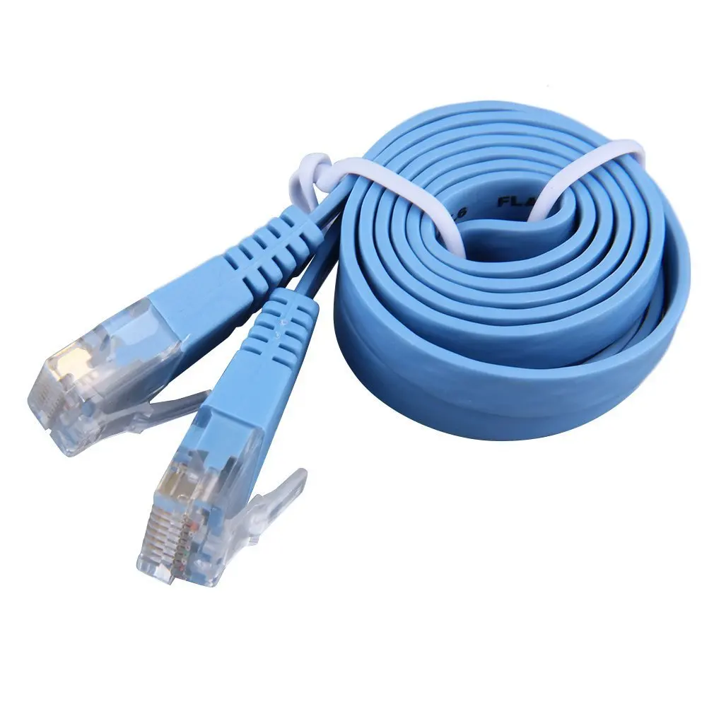 Плоский сетевой Ethernet патч кабель RJ45 CAT6 8P8C Lan различной длины 0 5 м/1 м/2 м/5 м/10 м синий