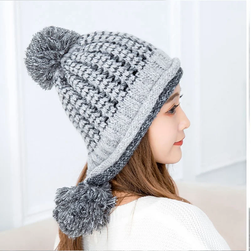 

Outdoor Sports Camping Hiking Caps Women Beanies Cap Thick Thermal Knitted Hat Snowboarding Skiing Apparel Accessories