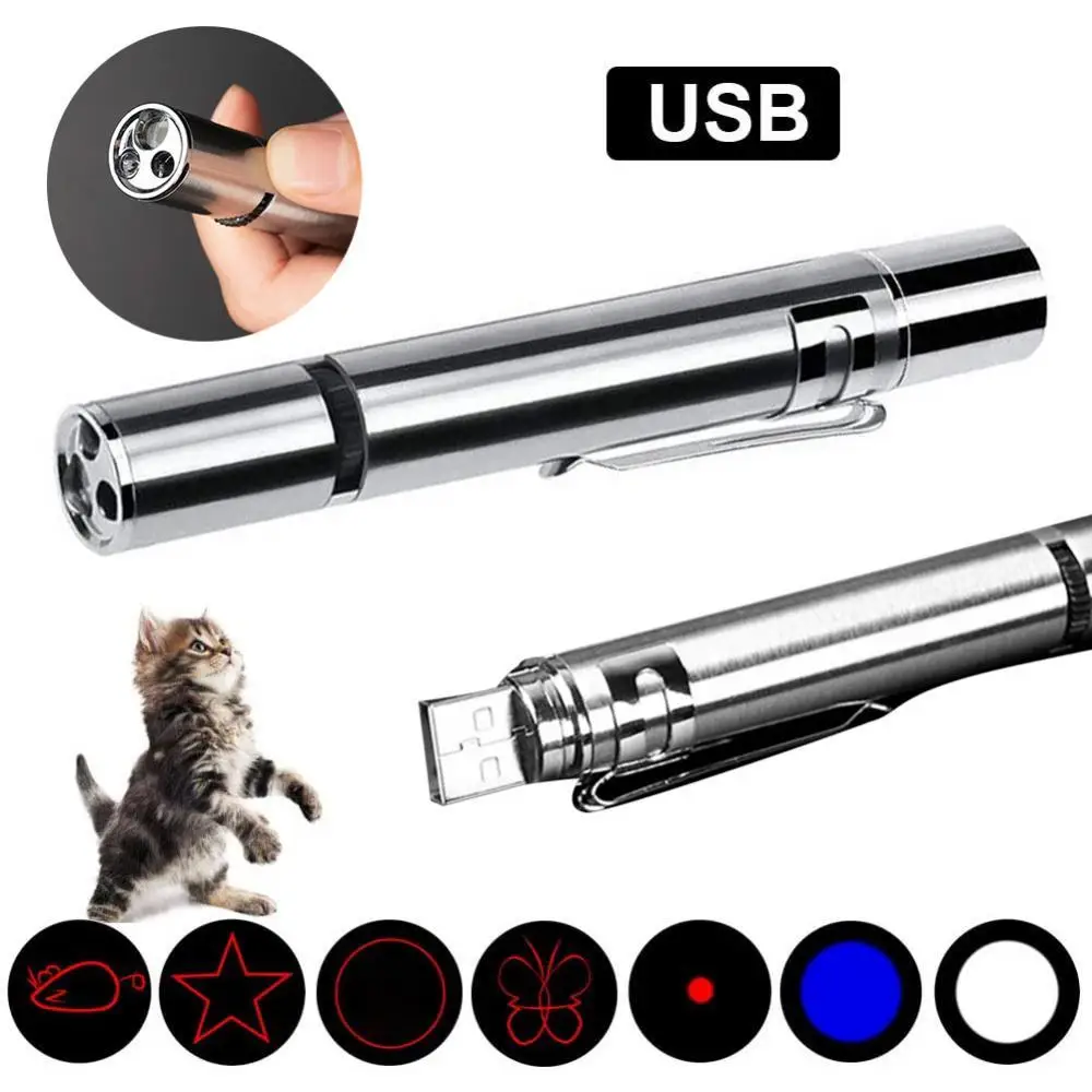 Dropshipping Cat Chaser Toy 7 in 1 USB Rechargeable LED Light Flashlight Pet Interactive | Спорт и развлечения