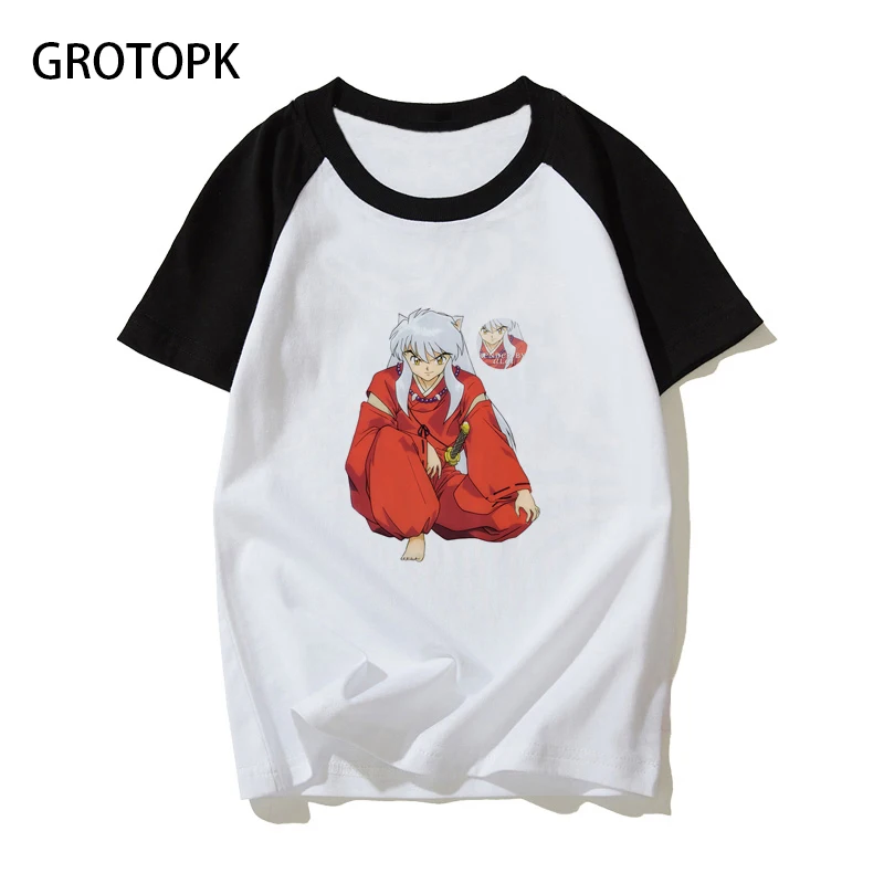 

Inuyasha Sesshoumaru аниме уличная одежда в стиле Харадзюку для женщин с коротким рукавом Футболка Модные Inuyasha печатная Мужская футболка, детская од...