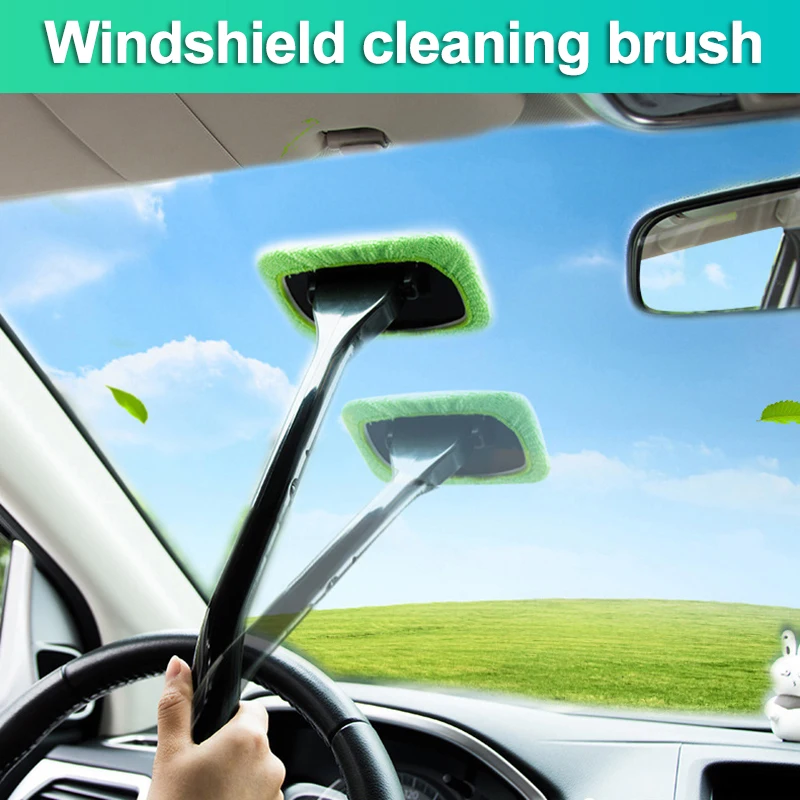 

Newly Window Windshield Cleaning Tool Microfiber Cloth Car Cleanser Brush with Detachable Handle Auto Inside Glass Wiper XSD88