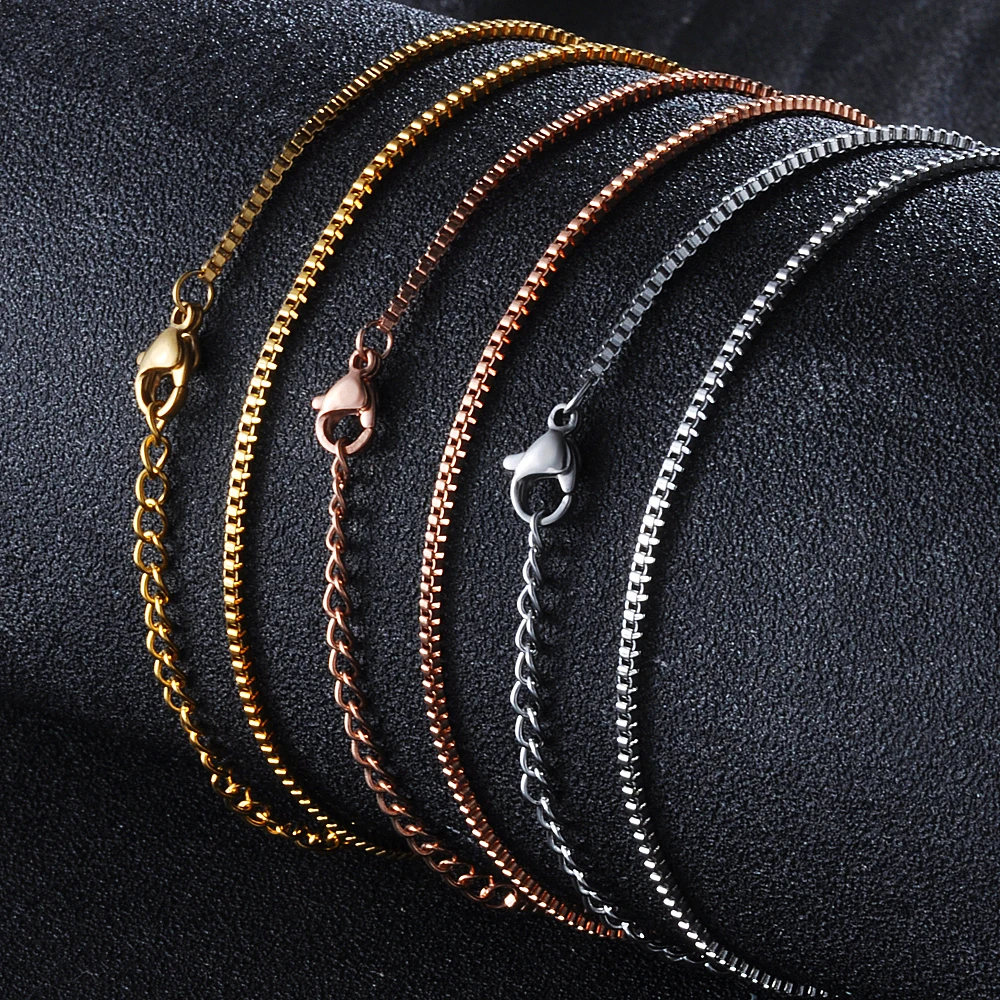 

3Pcs/Lot Stainless Steel Box Chain Necklace DIY Necklace Thickness 1.5mm for Women Jewelry Necklace