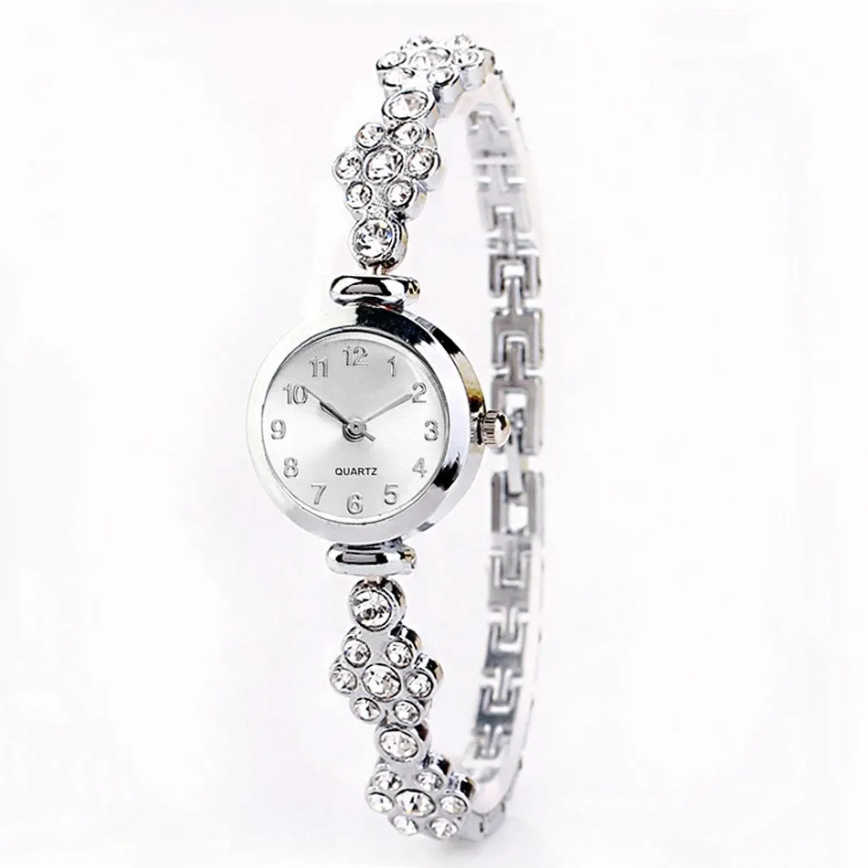 

1PCS New Fashion Luxury Rhinestone Watches Women Stainless Steel Quartz Bracelet Watch Ladies Dress Watches Gold Clock