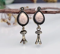 new retro creative wind chime horn flower earrings fashion ivory white turquoise earrings for women christmas gift jewelry