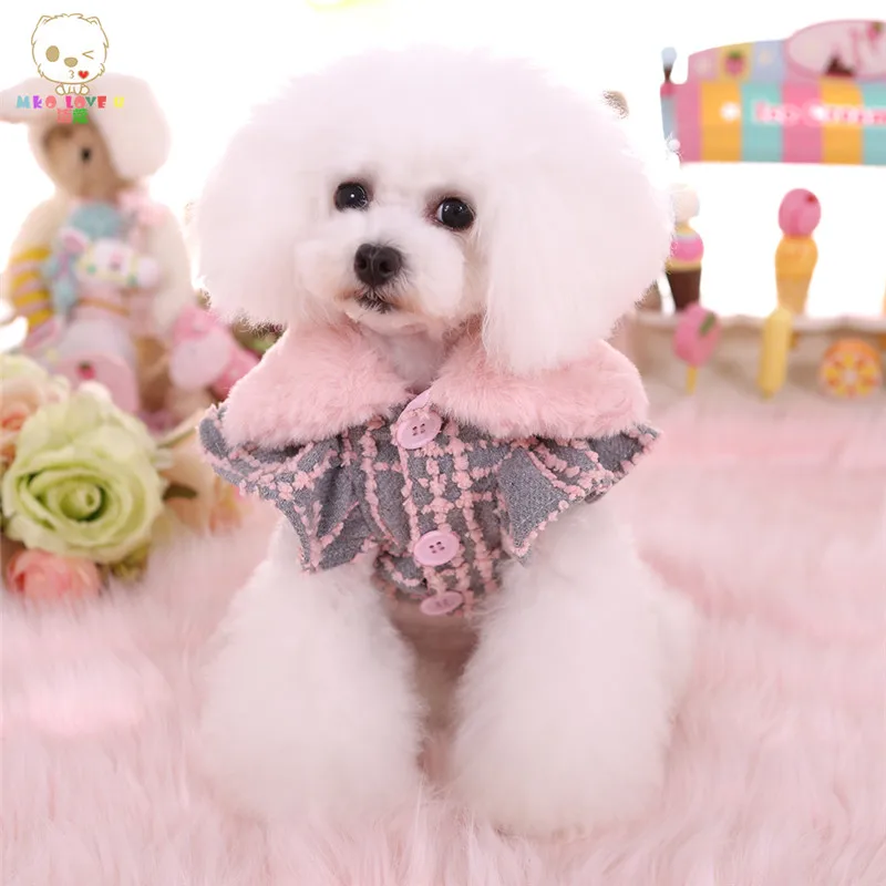 Роскошная шерстяная куртка для собак зимнее теплое платье принцессы с бантом