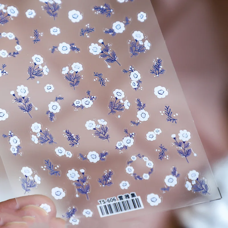 

1 Sheet 3D Spring Flowers Adhesive Nail Art Sticker Delicate Simple 5D Soft Embossed Reliefs Nail Decorations Decals Wholesale