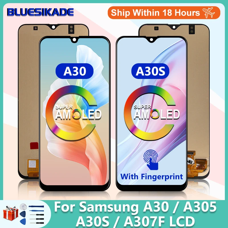 

6.4" Super AMOLED For Samsung galaxy A30 A30S LCD Display SM- A30 A305 Touch Screen SM-A30S A307F Digitizer Display Replacement