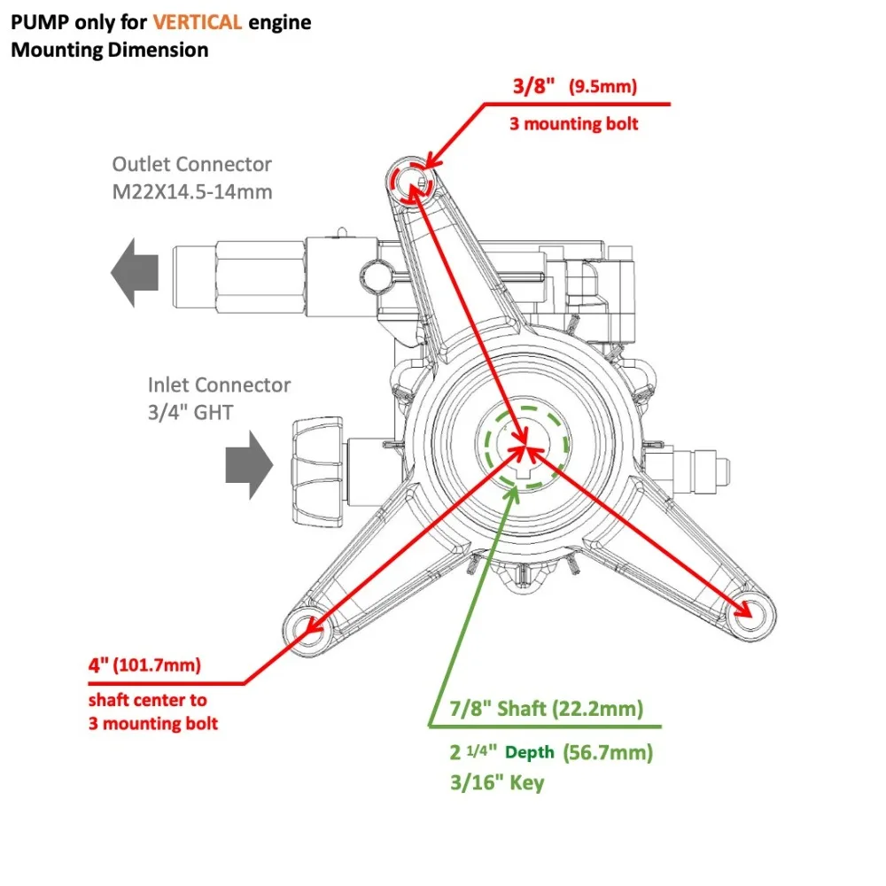 YAMATIC вертикальный осевой Cam насос для мойки с давлением 3100 PSI на 2,5 GPM 7HP 7/" вал с латунной головкой насос для мойки высокого давления