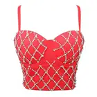 Высококачественные красные топы с бисером и бриллиантами, женский сексуальный корсет, укороченный топ, знаменитости модная одежда для вечеринок