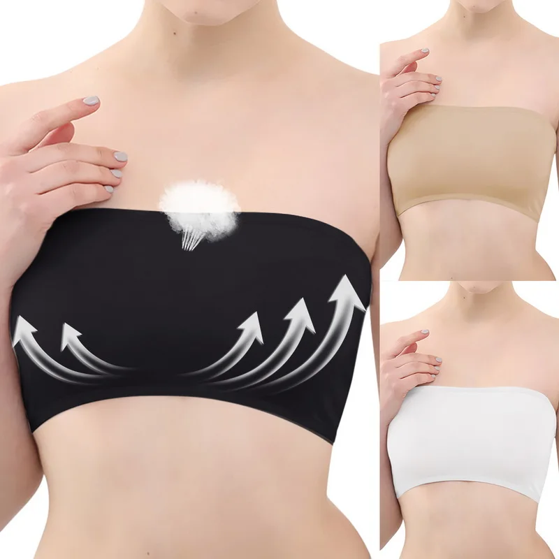 

Summer Women Modal Bandeau Top Solid Breathable Strapless Bra Bandeau Soft Seamless Women Casual Tank Crop Tops