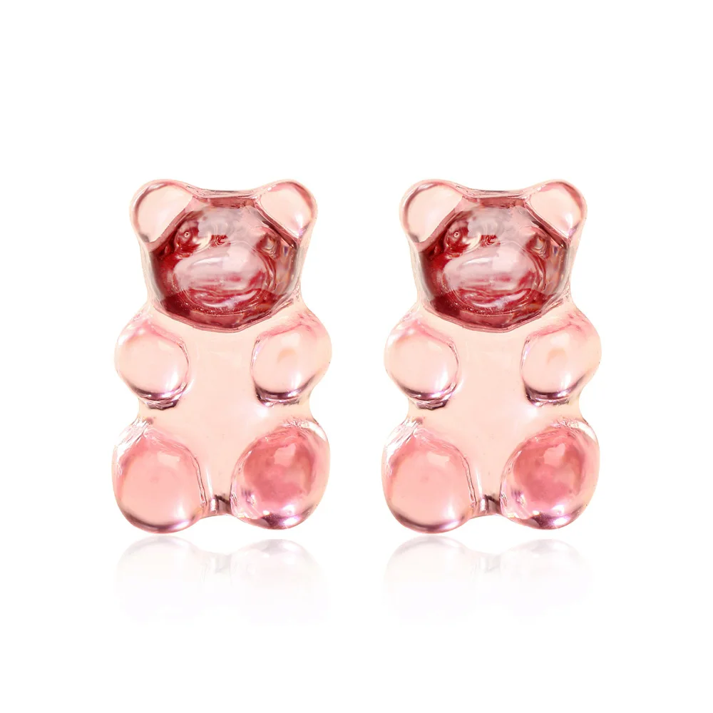 

2021 new jelly bear candy-colored earrings creative retro simple solid color ladies earrings jewelry accessories wholesale