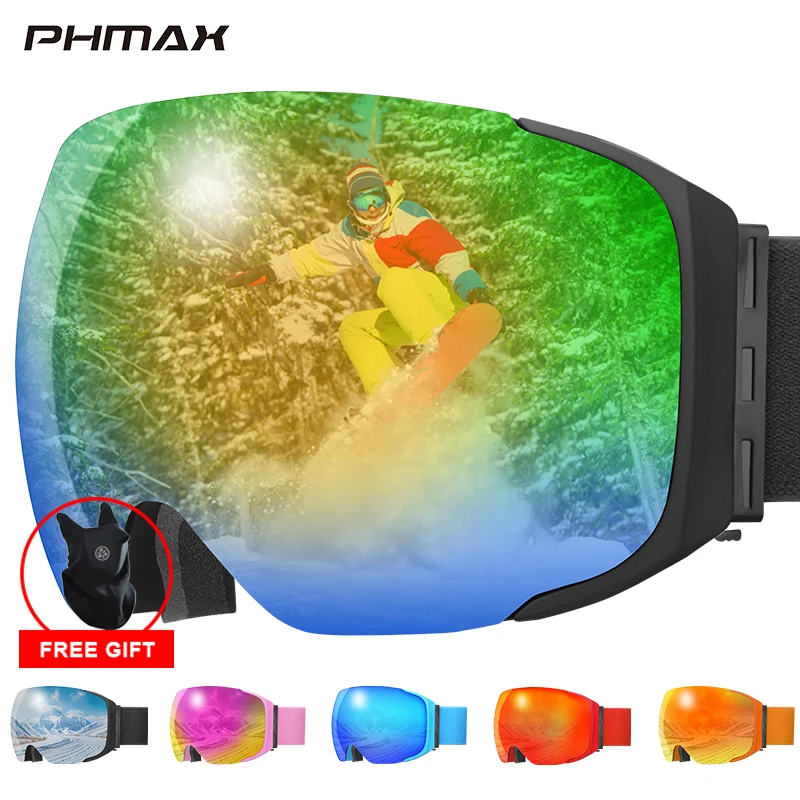 PHMAX магнитные лыжные очки зимние анти-противотуманные для сноуборда с защитой UV400