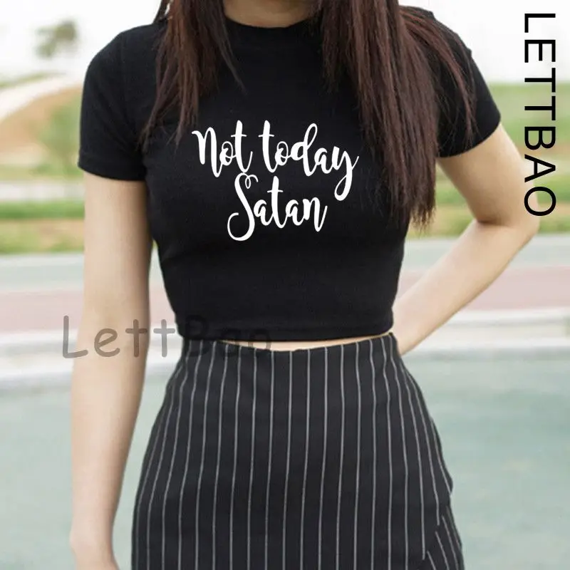

Not Today Satan Новые Топы на бретельках для женщин с круглым вырезом и буквенным принтом жилет летние женские Harajuku футболки Тонкий полиэстер без ...