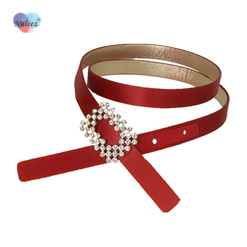 

Nuleez Brand Belts Women Velvet Diamond Buckle Elegant Lady Accessory Wearing 2021 New Spring and Summer