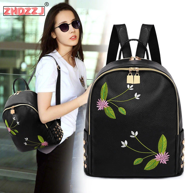 Модная вышивка большой емкости национальный ветер рюкзак корейский Дикая