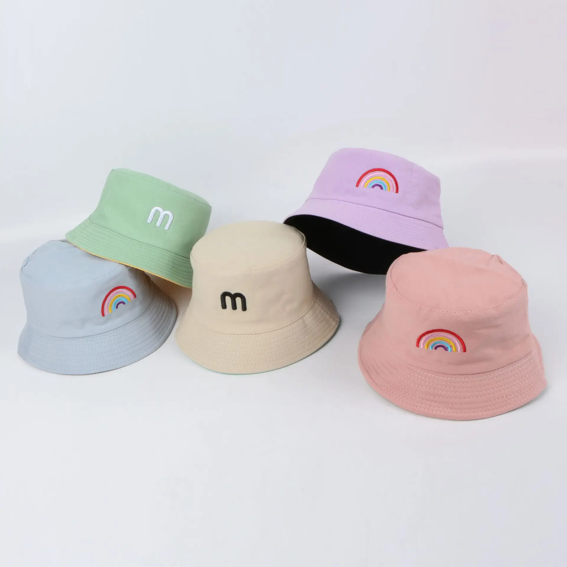 Панама с вышивкой и радужными буквами для детей двухсторонняя шапка мешок
