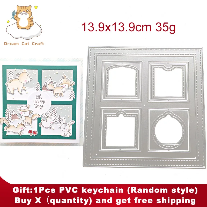 

Four Square Grid Frame Metal Cutting Dies Stencil DIY Scrapbooking Album Paper Card Template Mold Embossing Craft Decoration