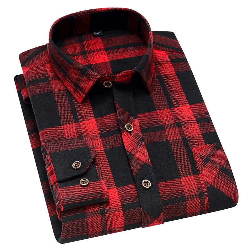 

Aoliwen Brand men Flannel long sleeve anti wrinkle plaid shirt for men 2021Spring soft sweat absorbent men’s casual slim shirts