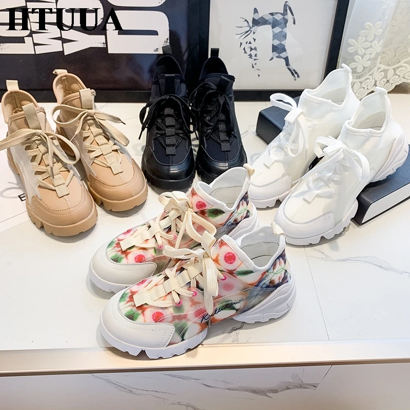 HTUUA/Брендовая обувь для женщин Кроссовки на шнуровке Удобная Женская