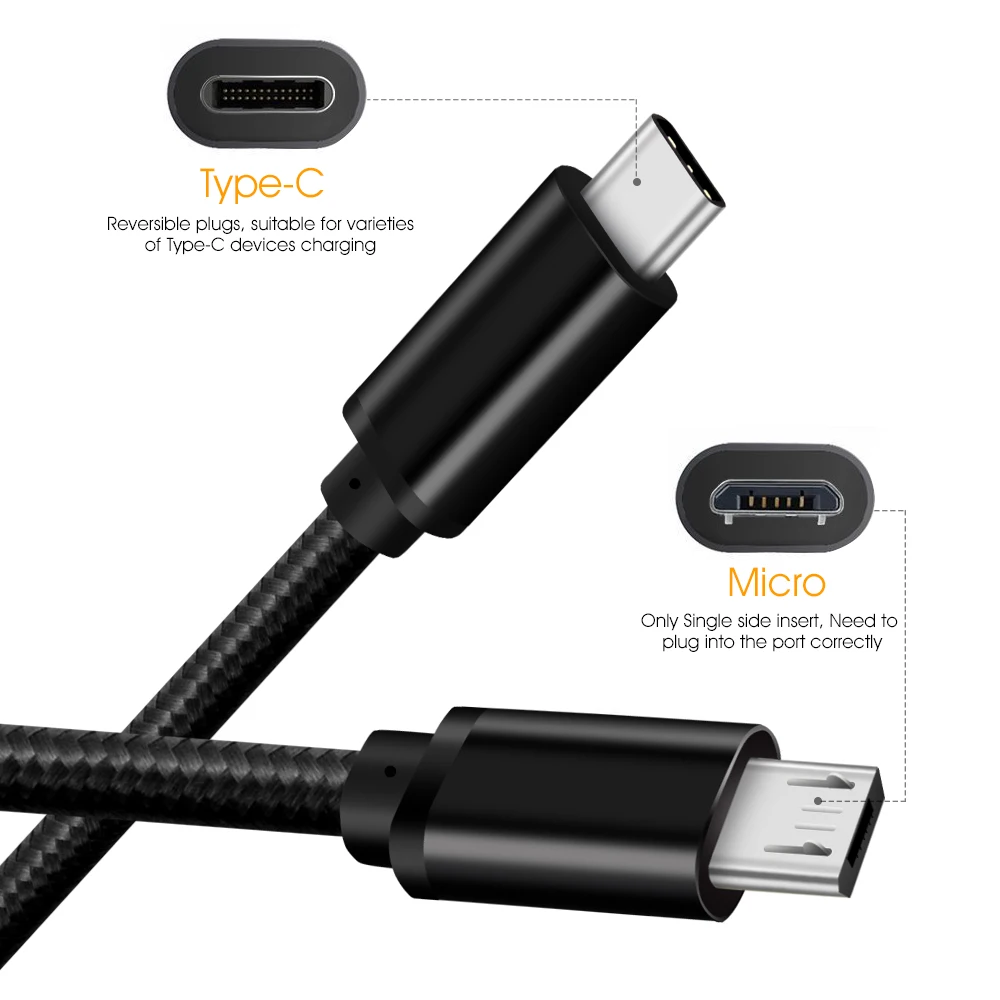 Фото Качественный нейлоновый кабель Micro USB 1 м 3 А высокопроизводительный для быстрой Качественный нейлоновый кабель Micro USB 1 м 3 А высокопроизводительный для быстрой