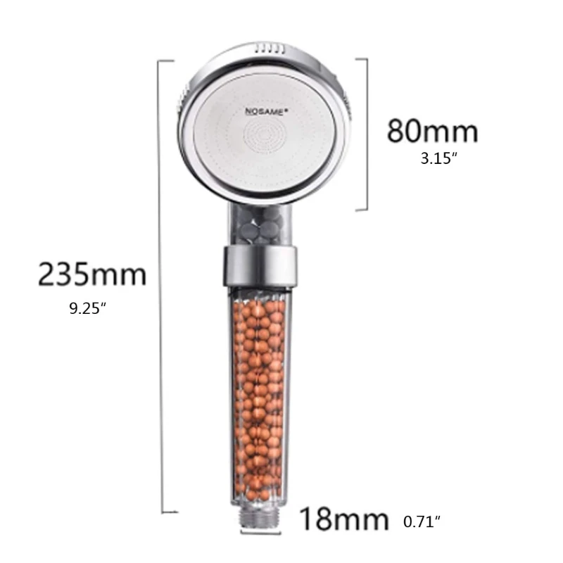 

High Pressure Filter Stone Shower Head with Replacement Hose and Bracket Kit