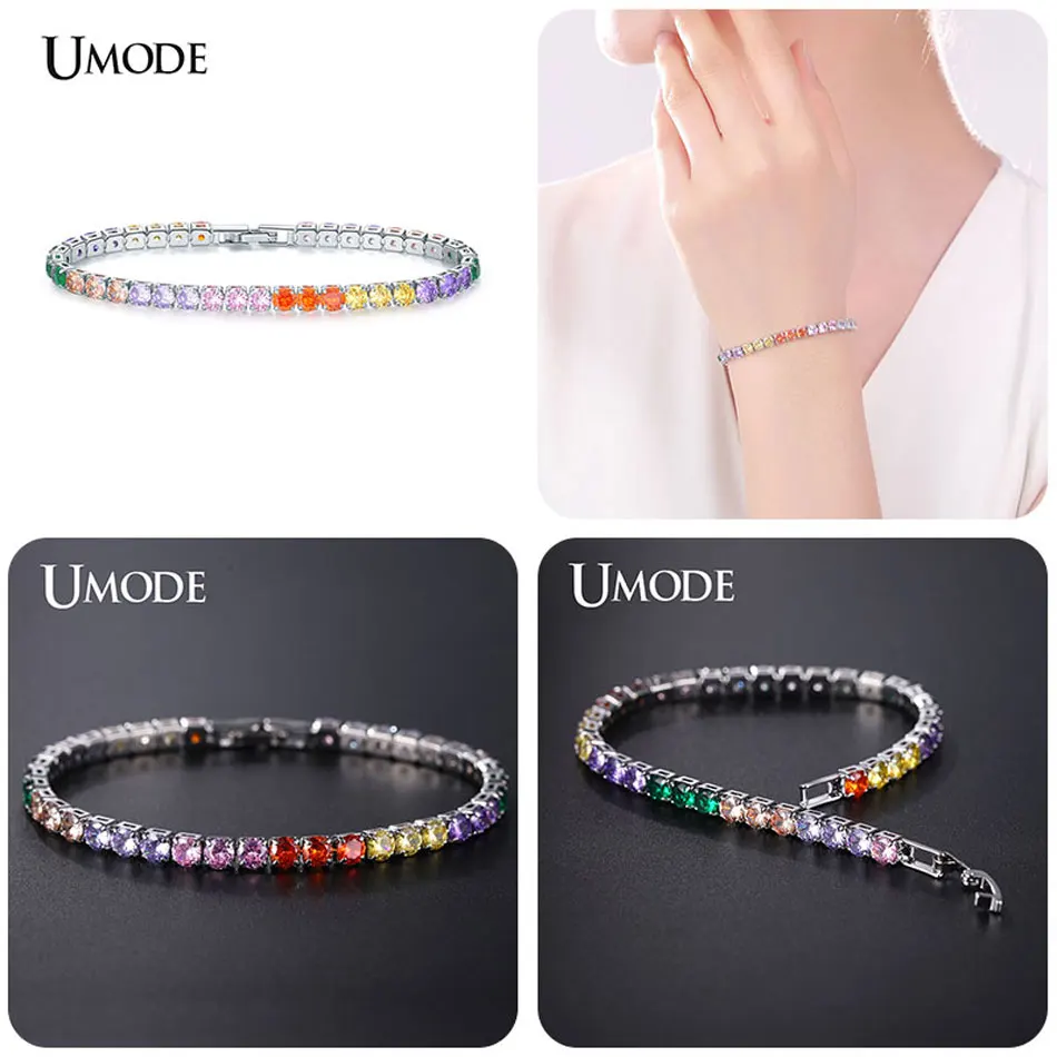 UMODE, 5 цветов, Теннисный браслет и браслеты с кубическим цирконием для женщин, рождественские подарки, Новые Модные женские ювелирные изделия, Pulseras Mujer UB0097