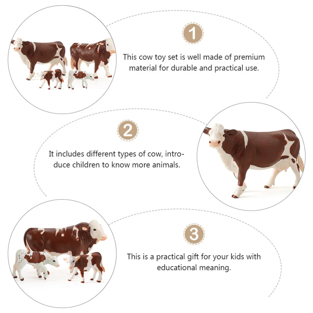 

4PCS Cow Suit Model Simulation Farm Animals Children Educational Plaything