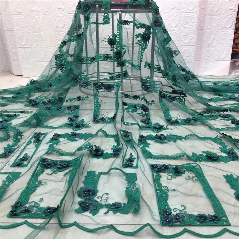 3D Цветы африканская кружевная ткань бисером французская Дубай аппликации