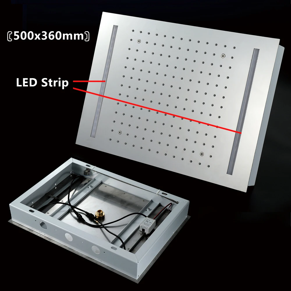 500*360 мм Светодиодная головка для душа с тропическим душем светодиодная верхняя