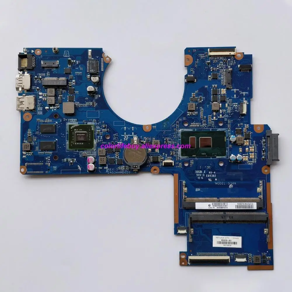 

Genuine 856229-601 856229-001 DAG34AMB6D0 w i3-6100U CPU w 940MX/2G GPU Laptop Motherboard for HP 15-au013no 15-au NoteBook PC