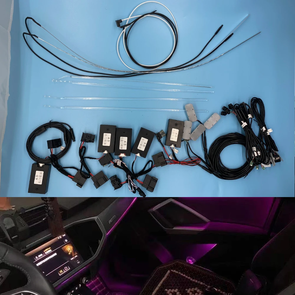 

22 Lights For Audi Q3 2019-2021 Multicolor Ambient Light Steering Wheel/Screen Controlled Dashboard Door Strip Atmosphere Lamps