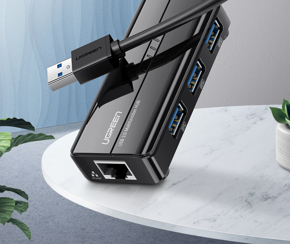 Ugreen USB Ethernet USB 3,0 2,0 к RJ45 концентратор для Xiaomi Mi Box 3/S телеприставка Ethernet адаптер Сетевая карта USB Lan