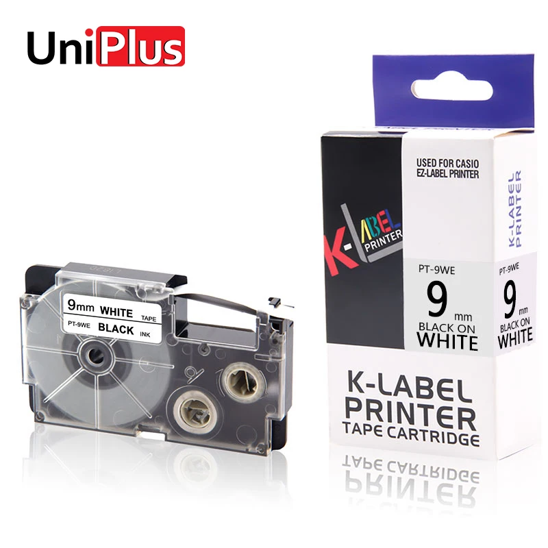 UniPlus 9 мм Картридж Ленты XR-9WE для Casio EZ-принтер этикеток KL-60L черный на белом XR9WE